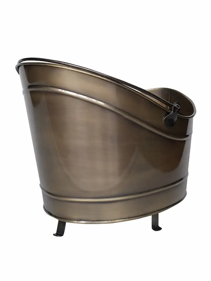Gondol Model Gold Renk Metal Odun Kovası Ve Kömür Sepeti 40x36x25 cm - 005