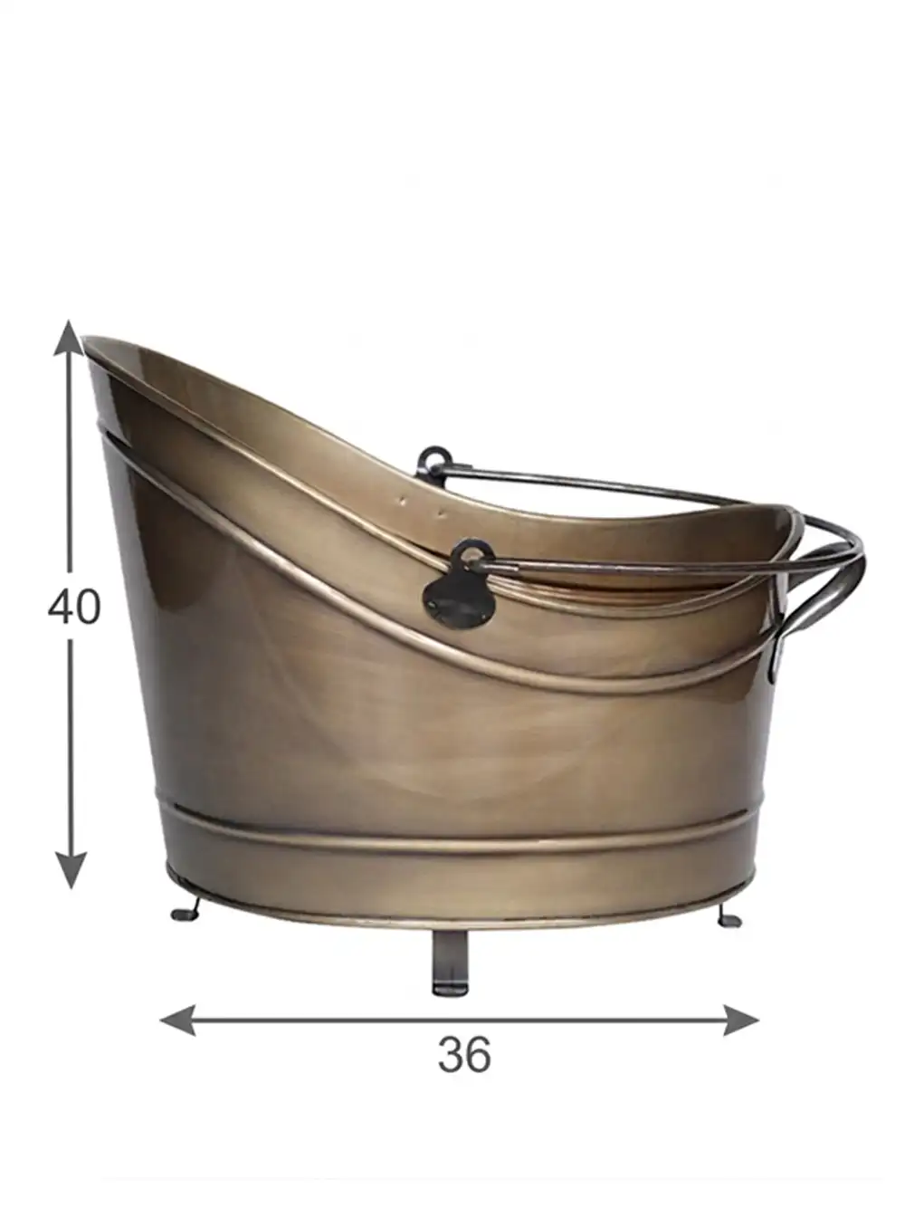 Gondol Model Gold Renk Metal Odun Kovası Ve Kömür Sepeti 40x36x25 cm - 005