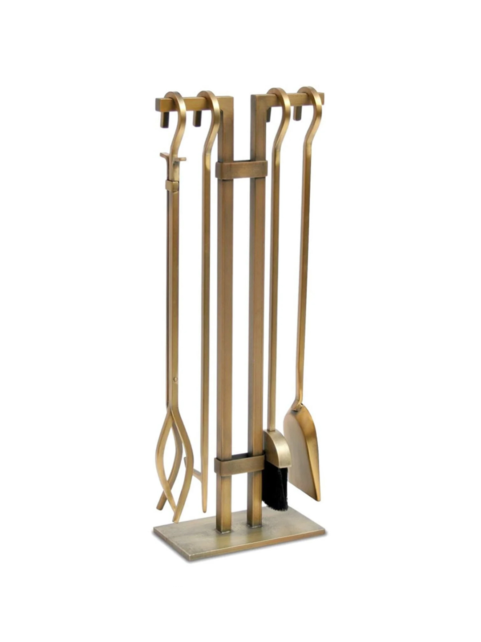 5 Li Antik Gold Patinalı Şömine - Soba Maşa Takımı Aksesuar Seti